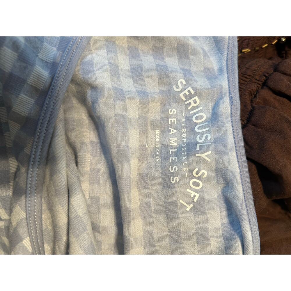 Aeropostale Checker Pattern Cropped Tee Small - Picture 2 of 3